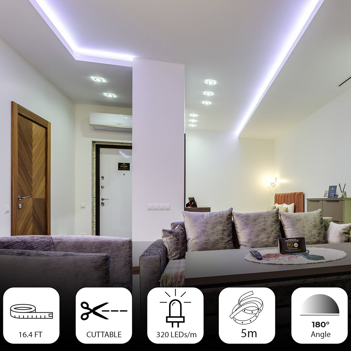 Ener-j T464 24V COB LED Strip Lights with 320 LEDs/M, 10W/M, 1100lm/M, CRI 90-92, 5m Roll, 6000K