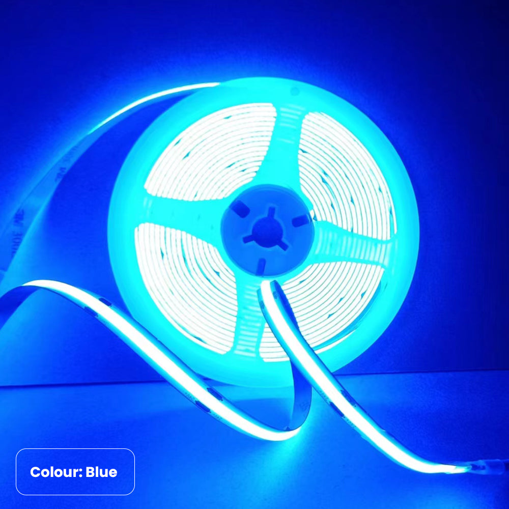 Ener-j T467 24V COB LED Strip Lights with 320 LEDs/M, 10W/M, 1100lm/M, CRI 90-92, 5m Roll, BLUE