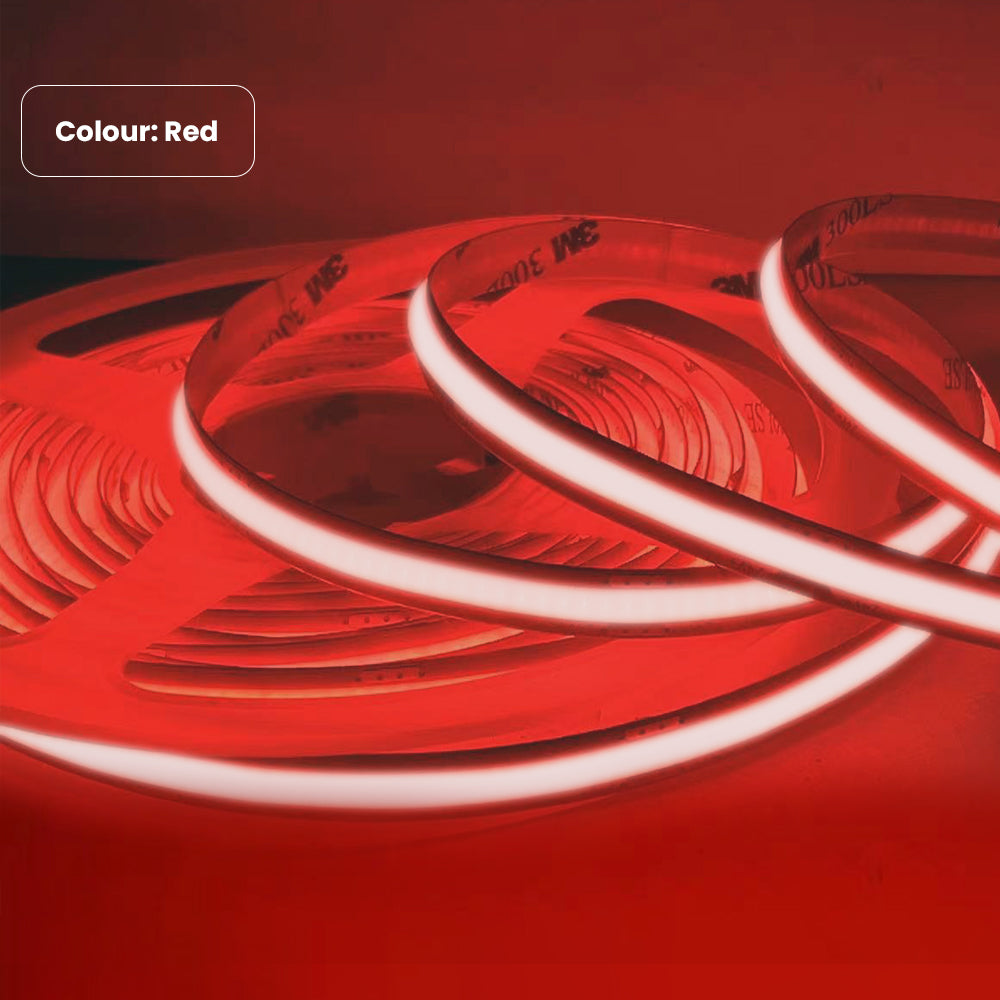 Ener-j T468 24V COB LED Strip Lights with 320 LEDs/M, 10W/M, 1100lm/M, CRI 90-92, 5m Roll, RED