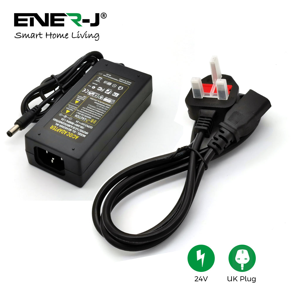 Ener-j T470 24V 2A 24W Plastic Power Adapter with UK Plug