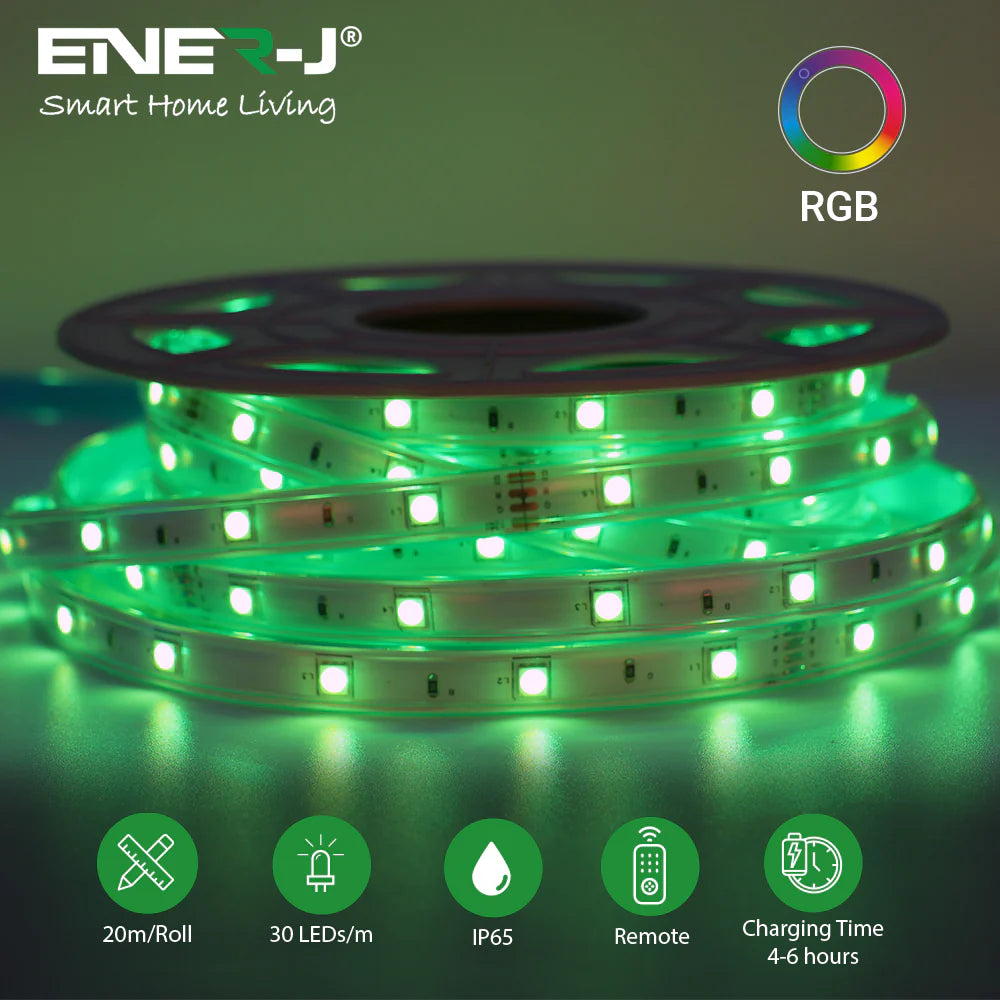 Ener-j T479 Solar Powered LED Strip Lights 20 meters, RGB