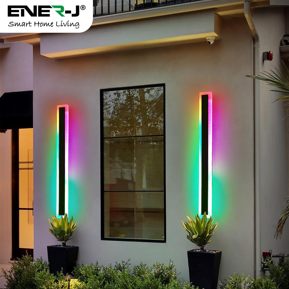 Ener-j T486 60 x 8 cms size Outdoor Acrylic Black Wall Lights, 12W Waterproof IP65 RGB