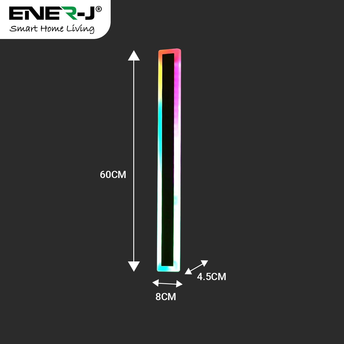 Ener-j T486 60 x 8 cms size Outdoor Acrylic Black Wall Lights, 12W Waterproof IP65 RGB