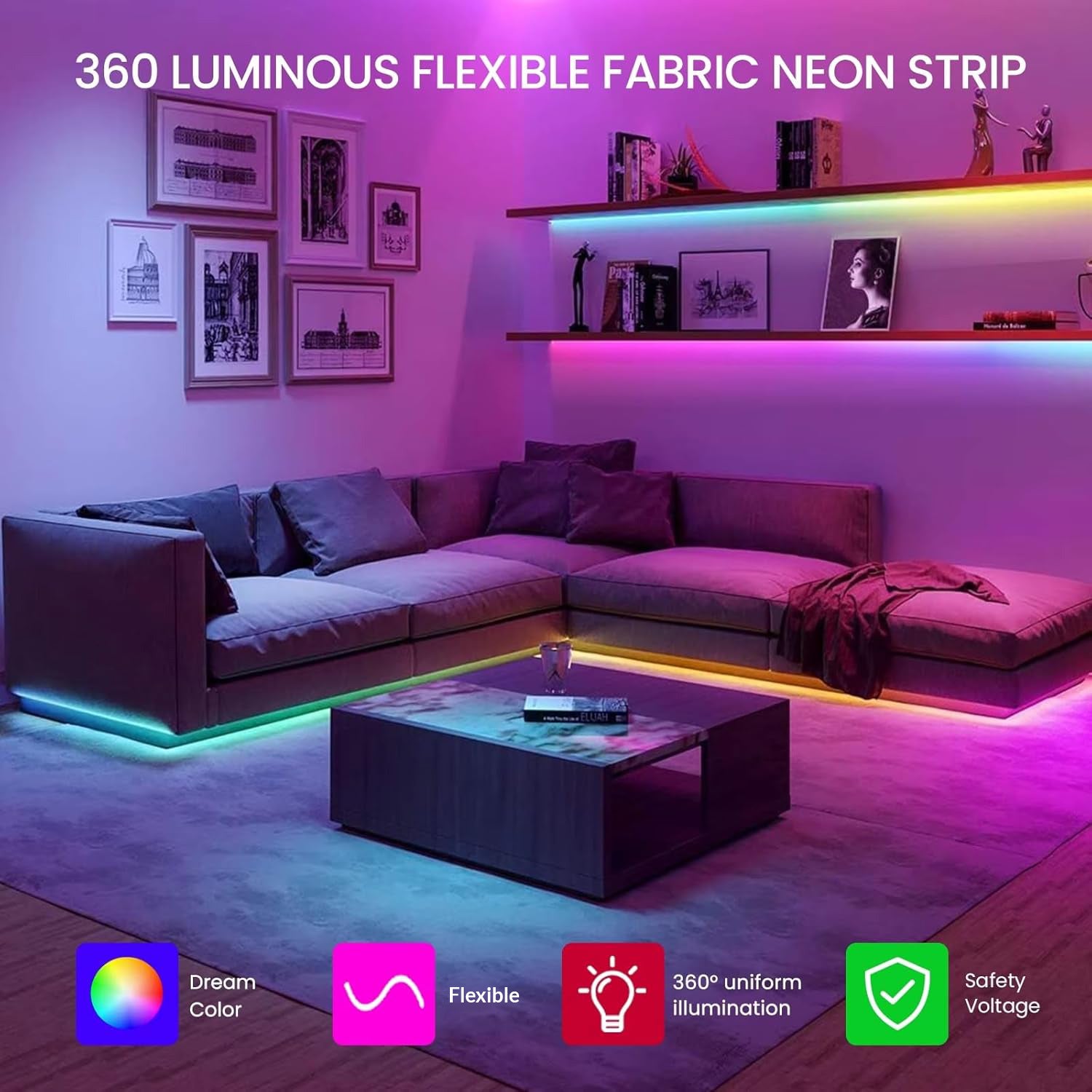 Ener-j T494 5 Meters RGBIC Digital 16mm Big Rope Light Kit with Remote & APP control