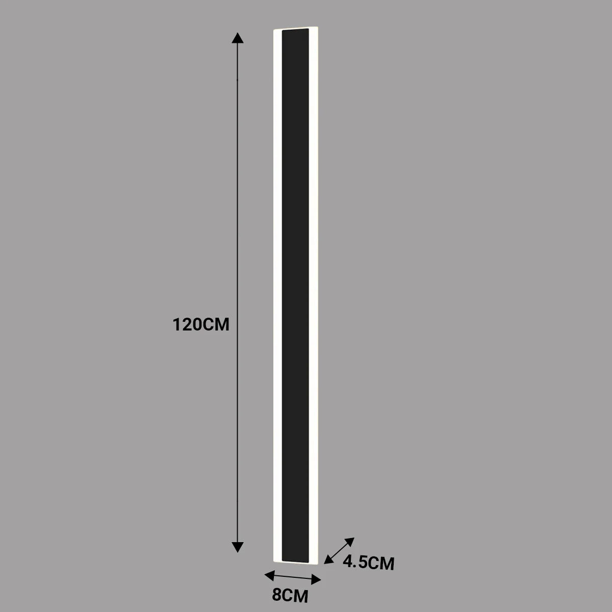 Ener-j T496 120 x 8 cms size Outdoor Acrylic Black Wall Lights, 24W Waterproof IP65 Warm White