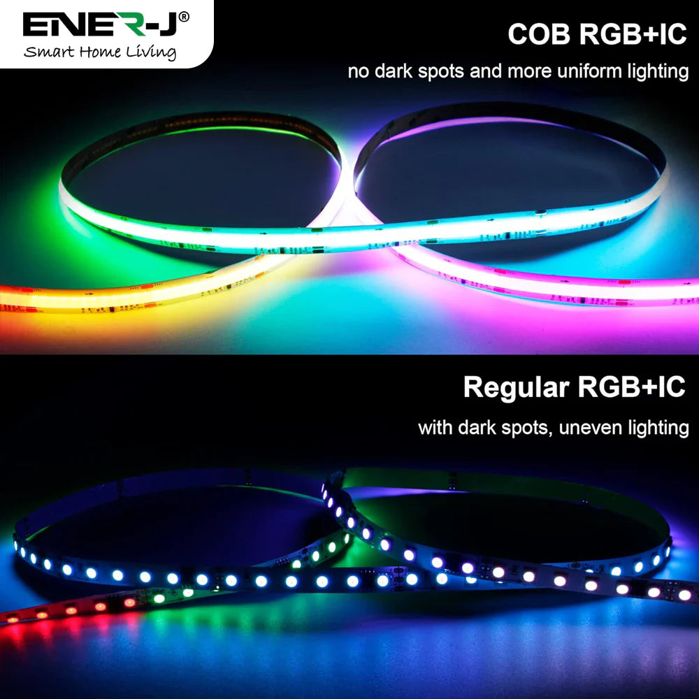 Ener-j T498 Smart Plug & Play Digital RGB COB LED Strip Light Kit 5 Metres 576 LEDs/M WiFi APP & Remote Control Works with Alexa & Google Assistant