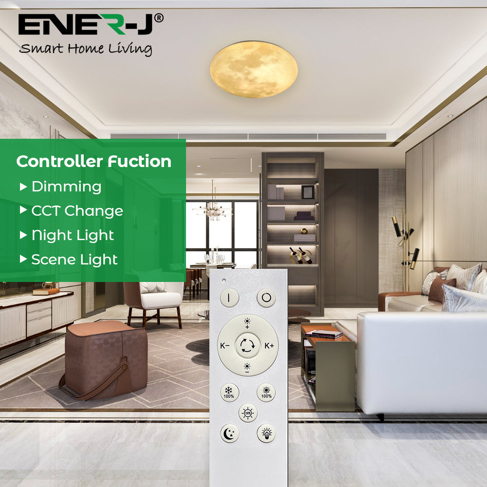 Ener-j T599 72W Double layer Moon Ceiling/Wall Light, CCT & Dimming through Remote, IP20
