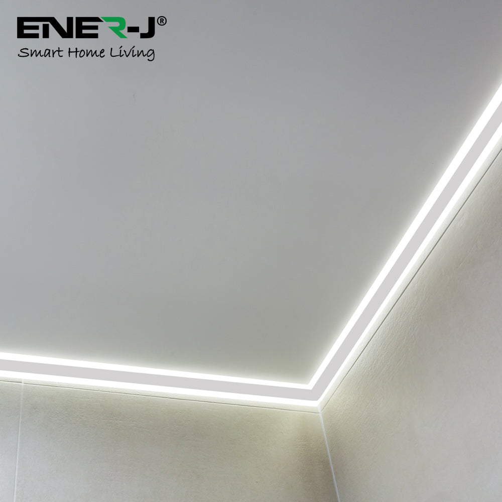 Ener-j T650 Gypsum LED Cove Light 45 Degree Corner Aluminum Profile- White, 1 Metre Pack of 2