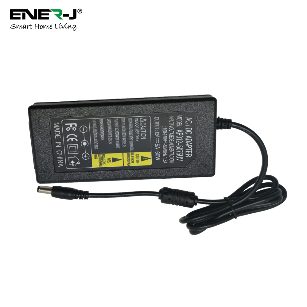 Ener-j T675 12V 5A 60W Plastic Power Supply Adapter, U.K. Plug