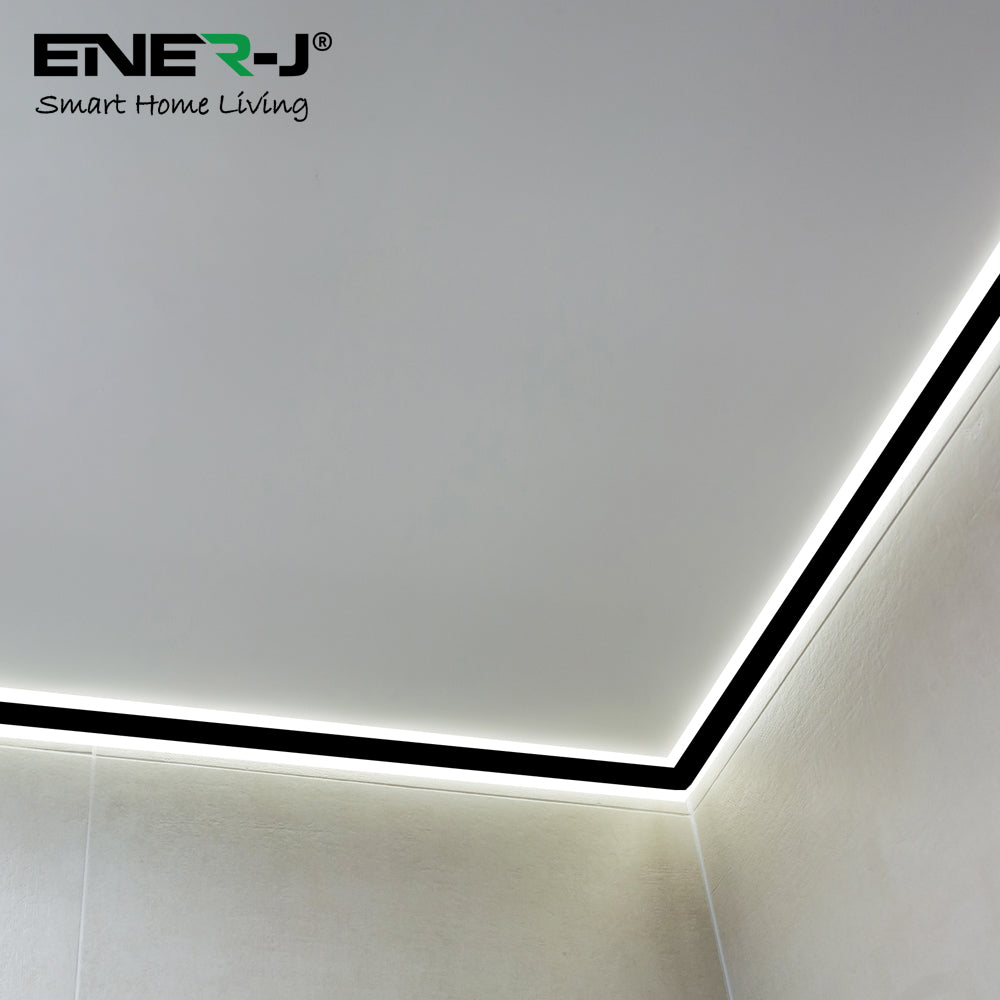 Ener-j T690 Gypsum LED Cove Light 45 Degree Corner Aluminum Profile- Black, 1 Metre Pack of 2