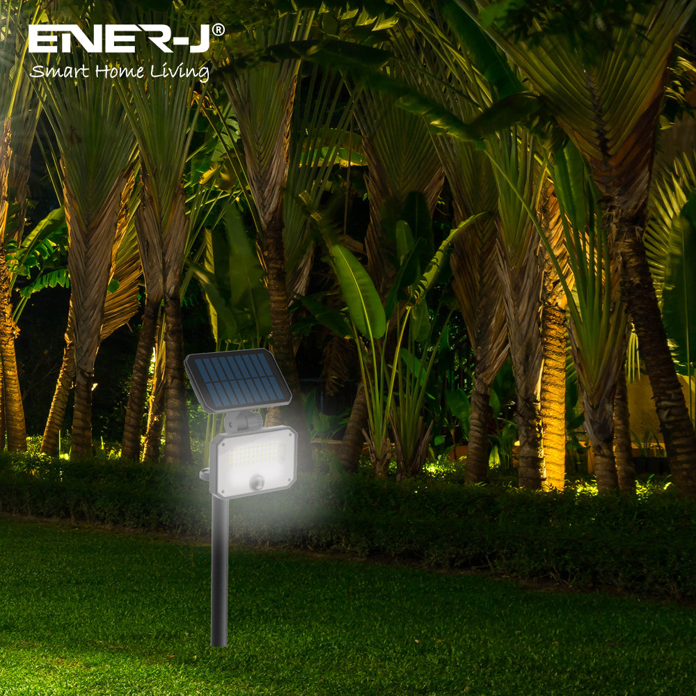 Ener-j T721 8W PIR Solar Floodlight & Remote with Solar Panel, 6000K