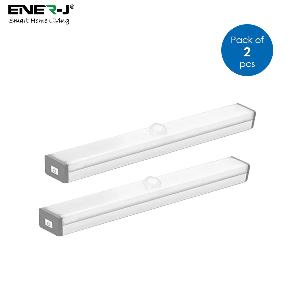 Ener-j T727-2 Rechargeable Sensor Cabinet Lights, Infrared + Light Sensor, 2W, 10 LEDs Pack of 2