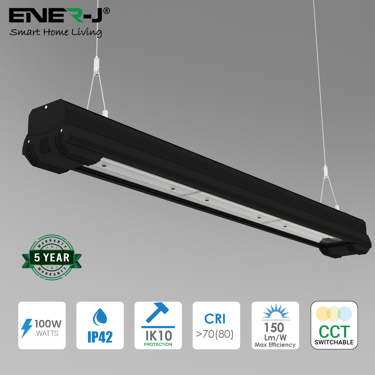Ener-j T756 100W LED LINEAR HIGHBAY, 150 LM/W, CCT Switchable
