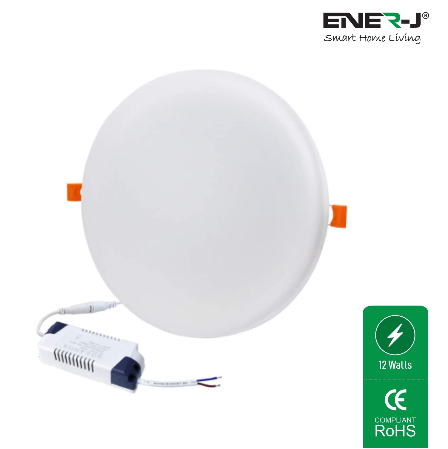 Ener-j T821 12W Frameless Recessed-Surface Super LED Panel, 105mm, Round, 4000K Pack of 2