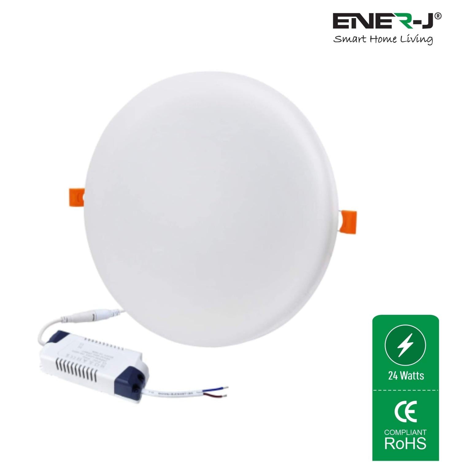 Ener-j T824 24W Frameless Recessed-Surface Super LED Panel, 200mm, Round, 4000K Pack of 2