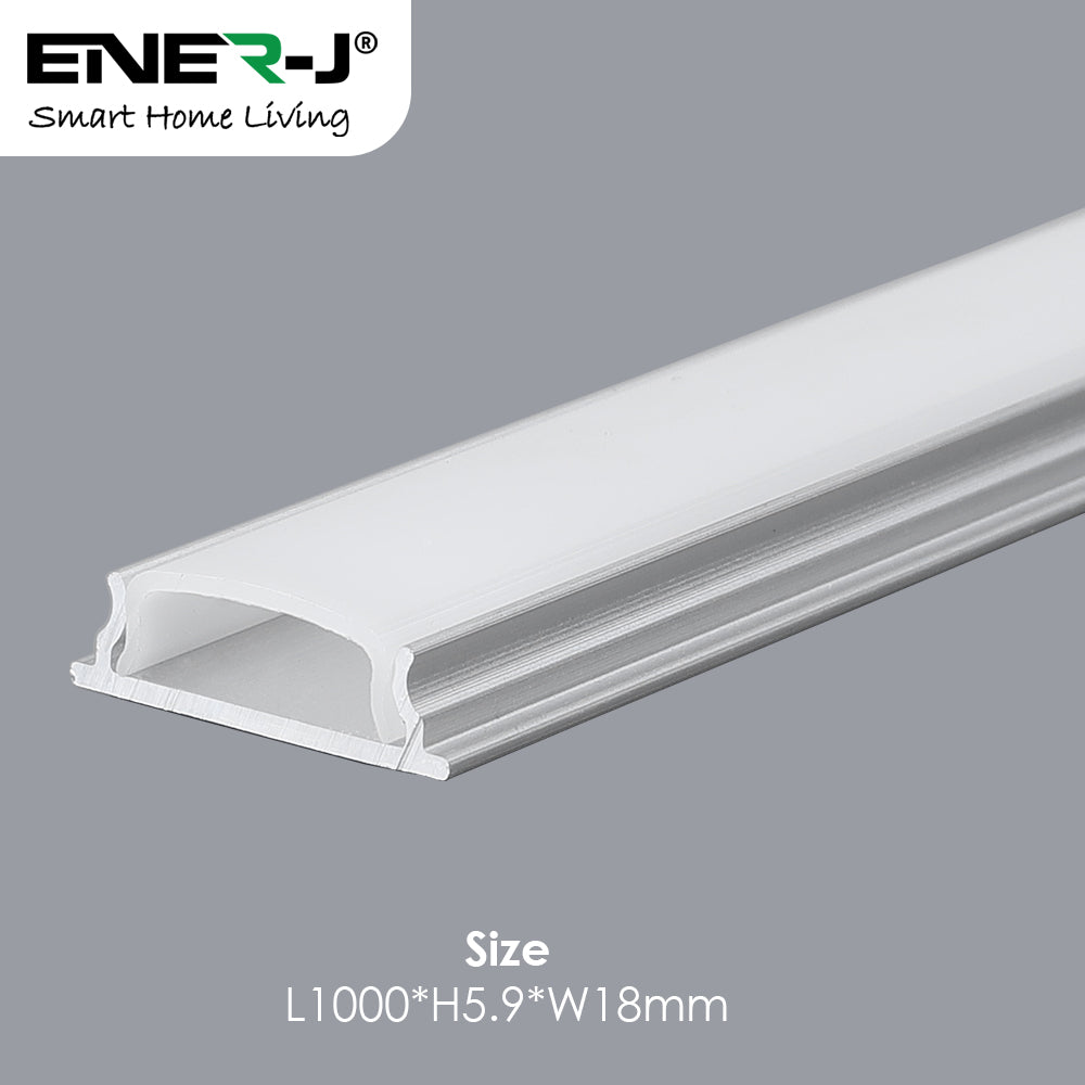 Ener-j T835 18mm x 5.9mm Bendable Aluminum Profile with PC Cover - 1m Length Kit (0.9mm Thickness) Pack of 2