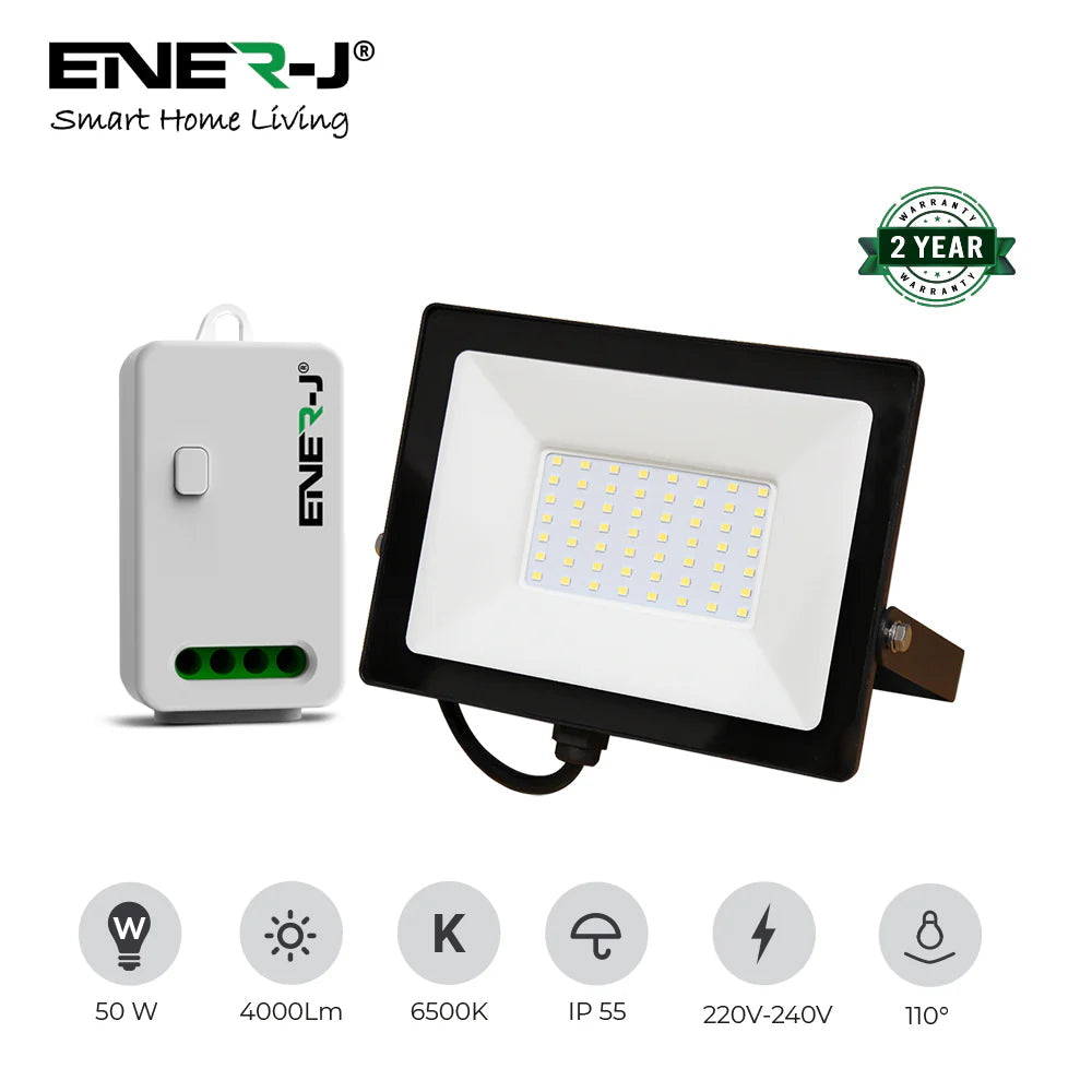 Enerj EWS1068 50W LED Floodlight Pre Wired with ECO range 500W Non-Dimmable RF receiver