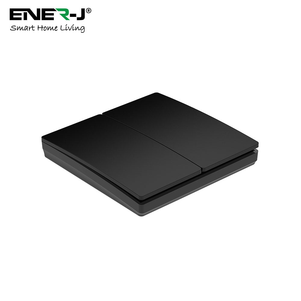 Enerj WS1051XB Eco Range 2 Gang Wireless Kinetic Switch Black