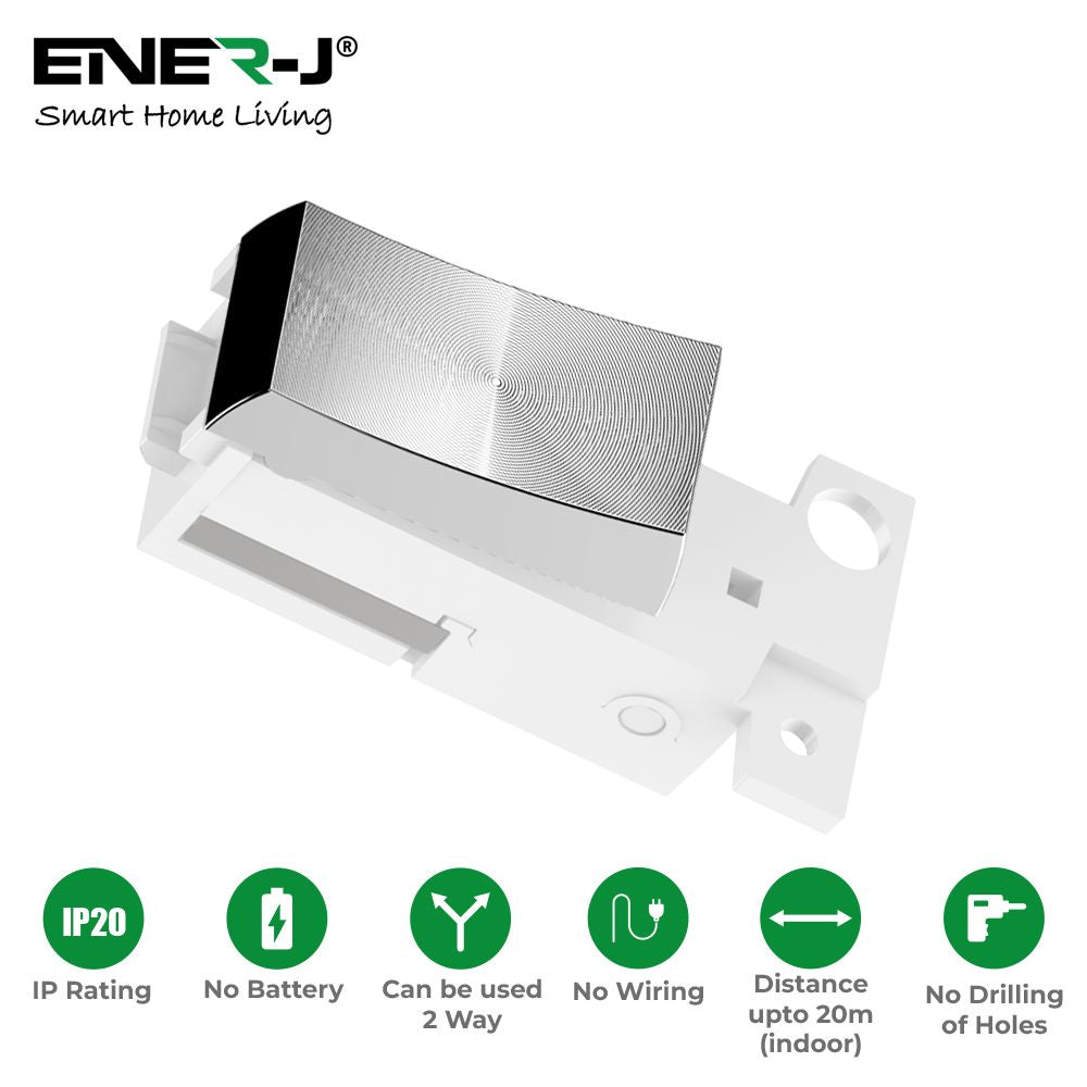 Enerj WS1084 ECO Range Wireless Grid Switch Click Minigrid Style Satin Chrome