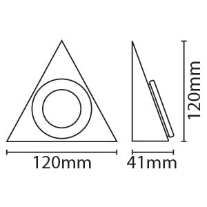 Eterna CLEDTRI 1.7W LED Triangle Cabinet Light Brushed Nickel 3000K