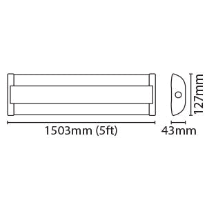 Eterna ELEGANCE5 5ft LED Twin Slimline Ceiling Fitting