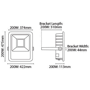 Eterna FLOOD200W 200W LED Floodlight Black