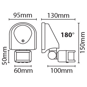 Eterna PIR180BK Stand Alone External PIR 180 Degree Black