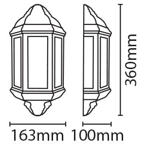 Eterna PIRHL60BK Half Lantern with 120° PIR Black