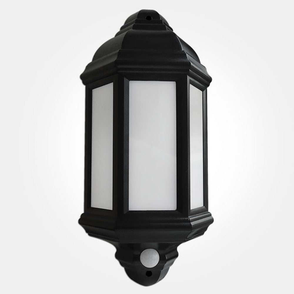 Eterna VECOHPIRBK 7W LED Half Lantern PIR Black