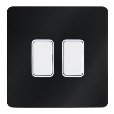 Forum CUL-44840 Kinetic Plated 2 Gang Grid Switch Black Chrome (Plate Only)