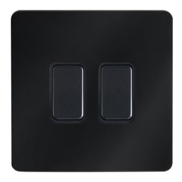 Forum CUL-44840 Kinetic Plated 2 Gang Grid Switch Black Chrome (Plate Only)