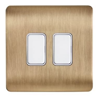 Forum CUL-44842 Kinetic Plated 2 Gang Grid Switch Satin Brass (Plate Only)