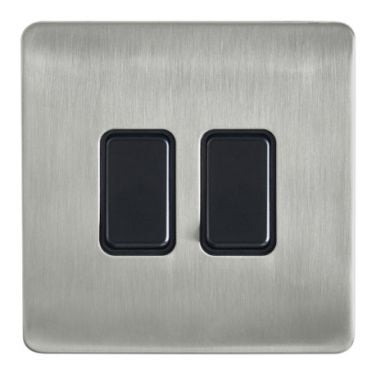 Forum CUL-44843 Kinetic Plated 2 Gang Grid Switch Satin Nickel (Plate Only)