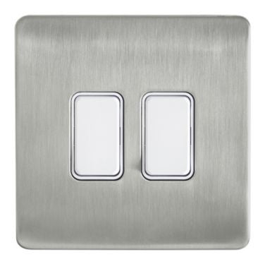Forum CUL-44843 Kinetic Plated 2 Gang Grid Switch Satin Nickel (Plate Only)