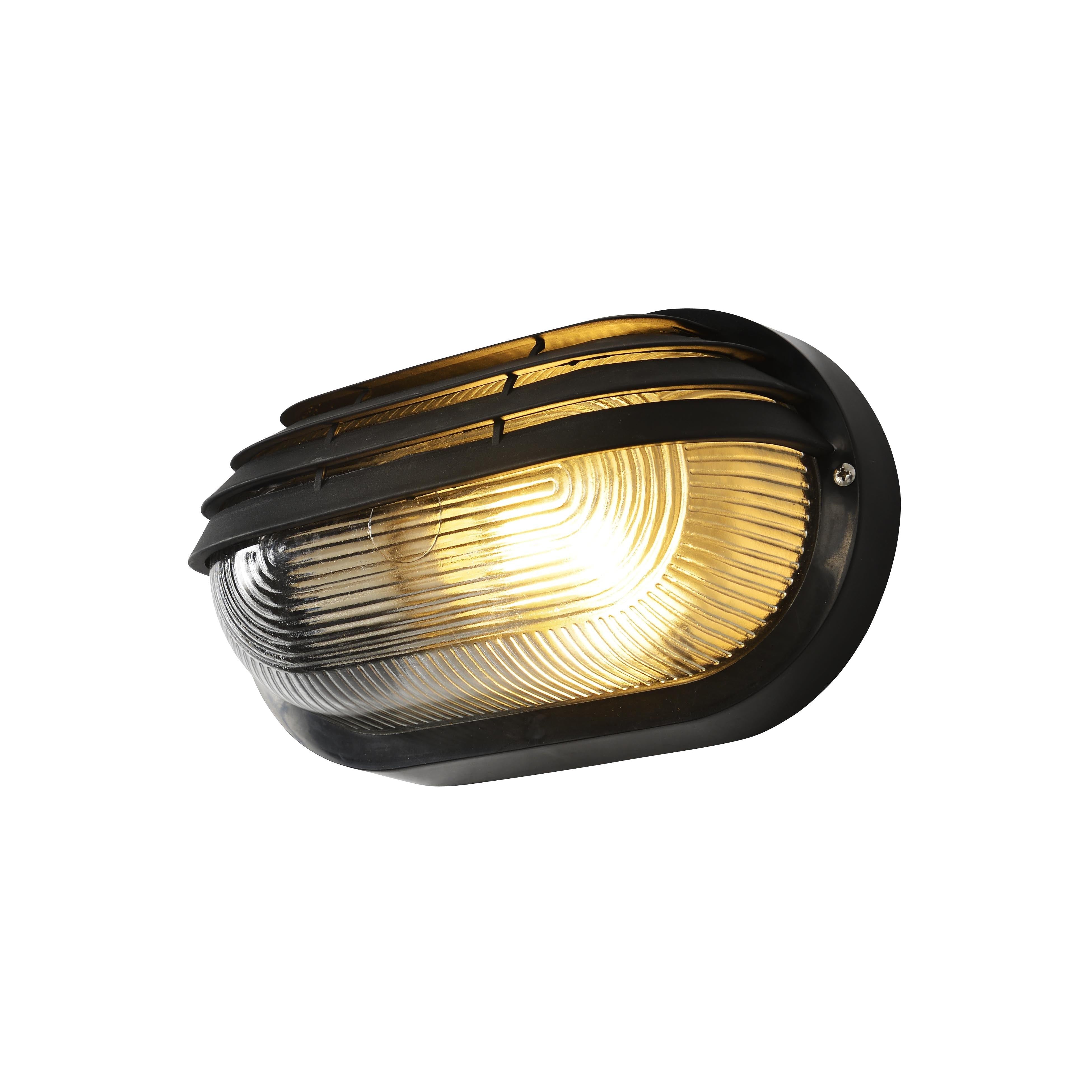 Forum CZ-25142-BLK Puck Oval Outdoor Bulkhead Eyelid Wall Light, Black