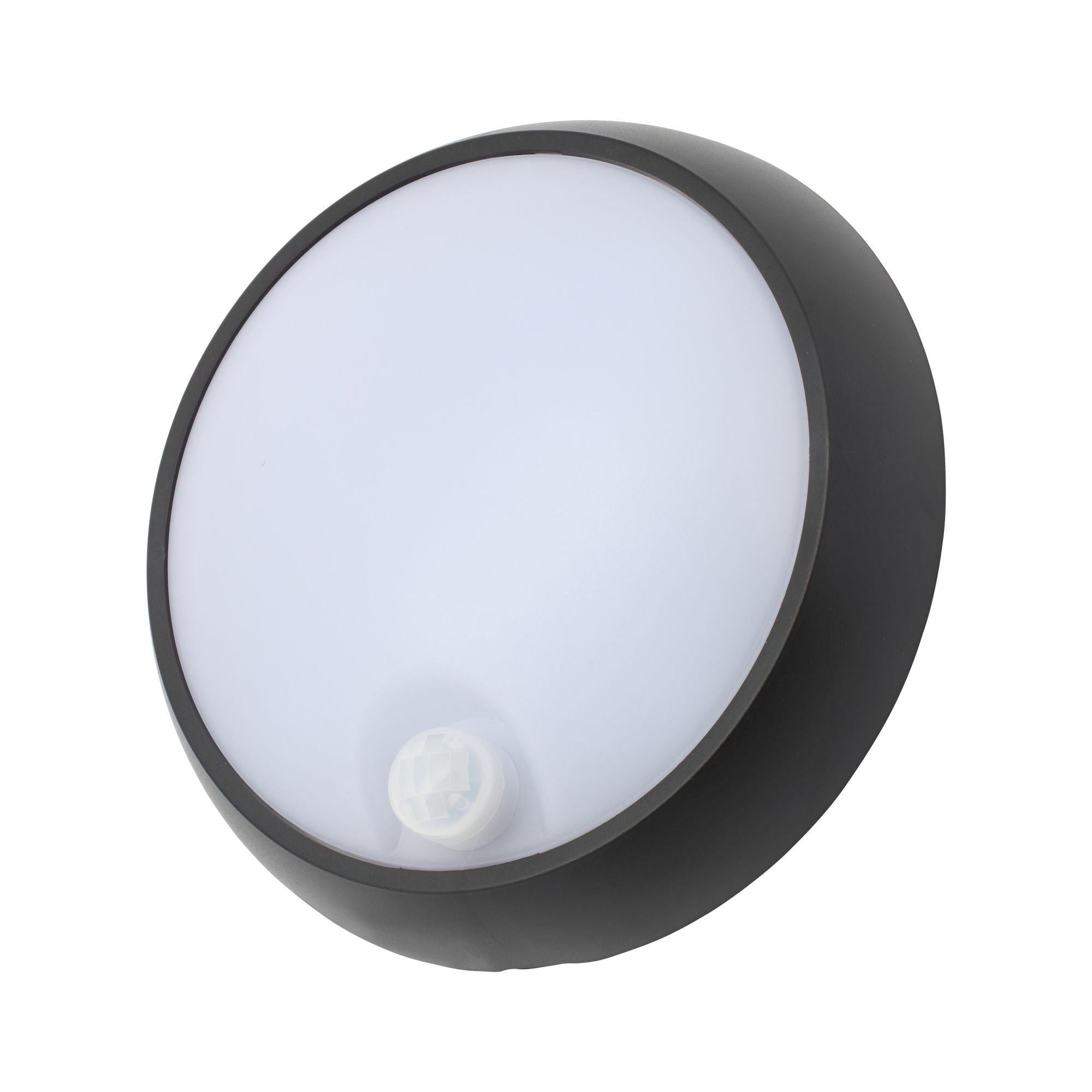Forum CZ-33397-BLK Cano 8 Watt Outdoor Round Bulkhead with PIR Sensor, Black