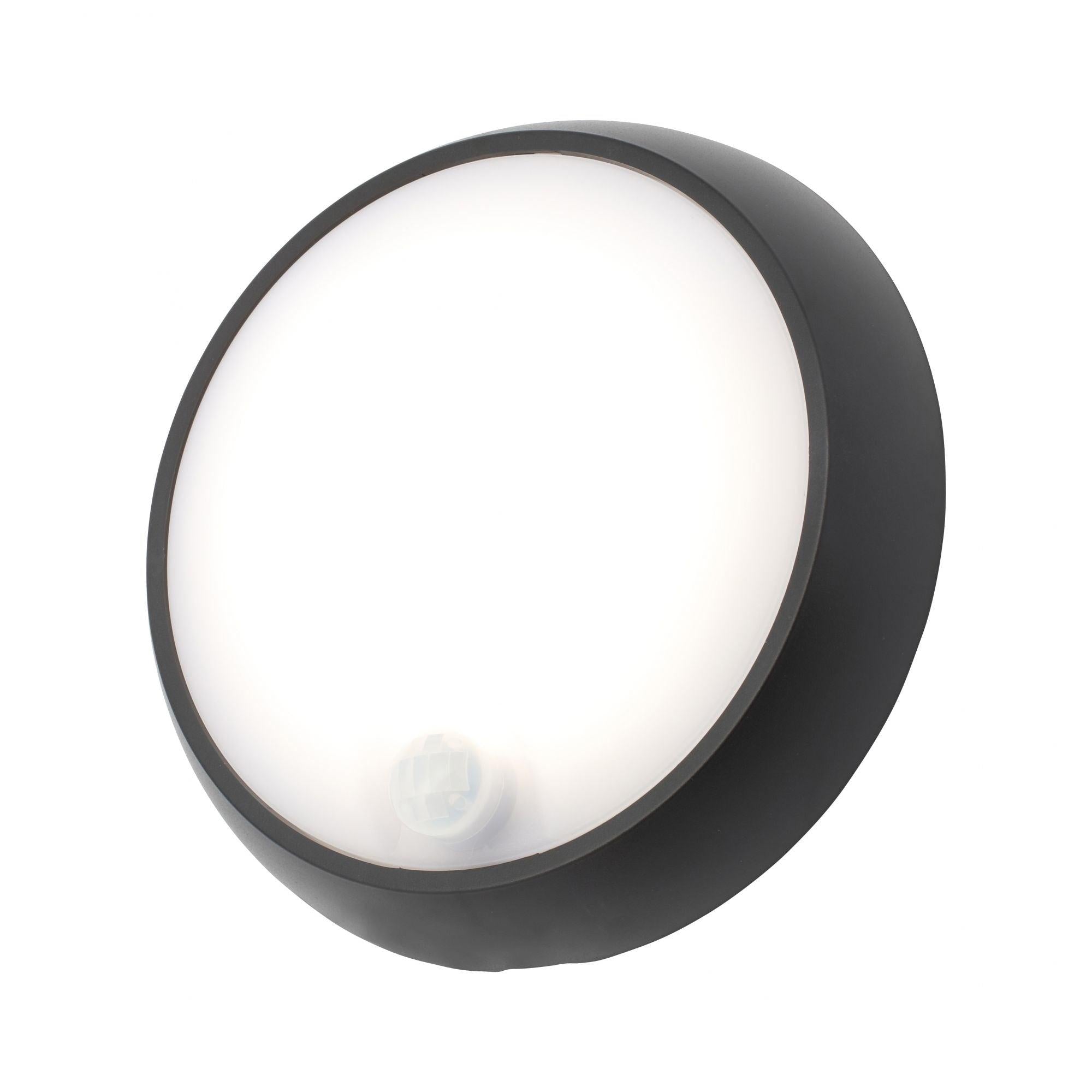 Forum CZ-33397-BLK Cano 8 Watt Outdoor Round Bulkhead with PIR Sensor, Black