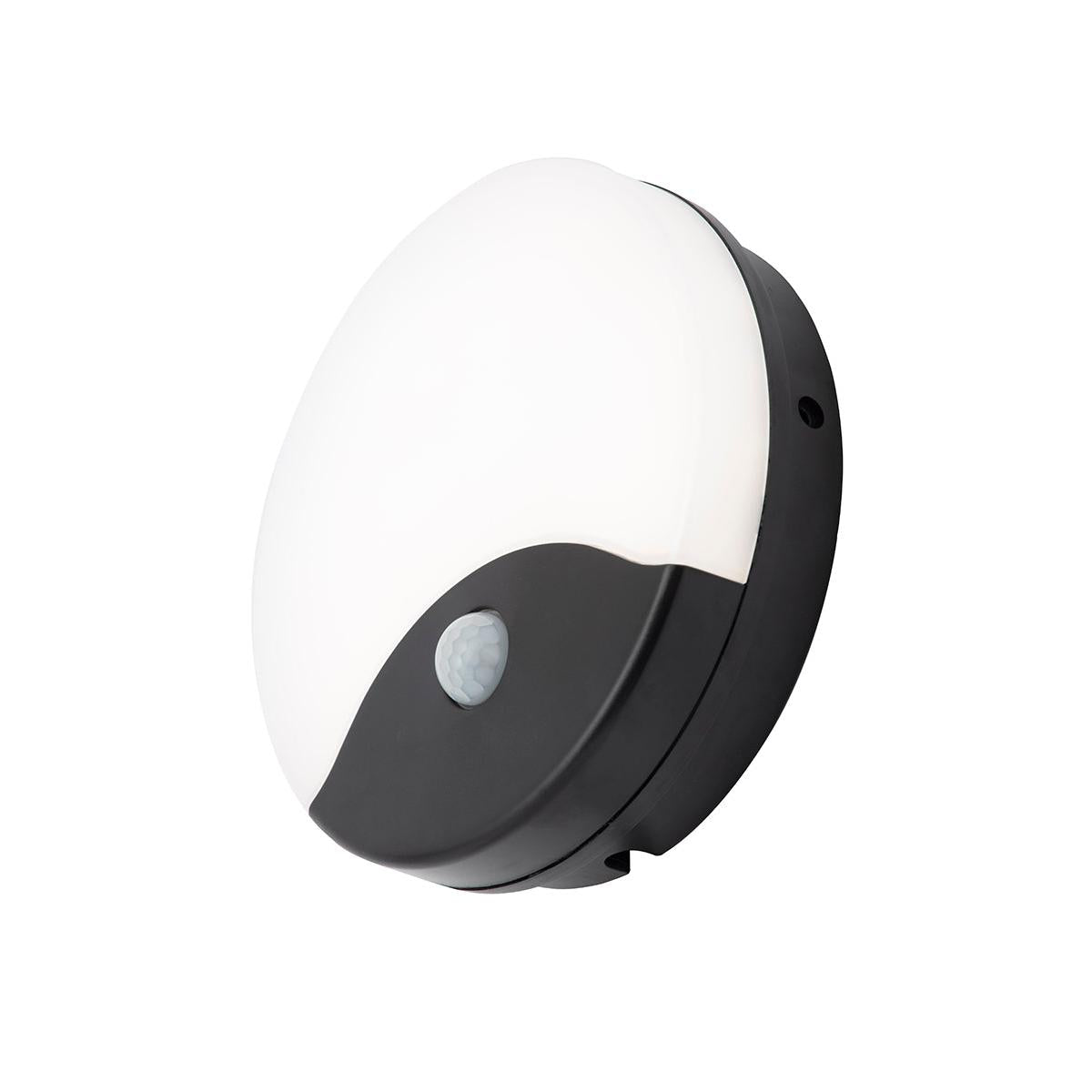 Forum CZ-34015-BLK Turus 15 Watt Outdoor Round Bulkhead Light with PIR, Black
