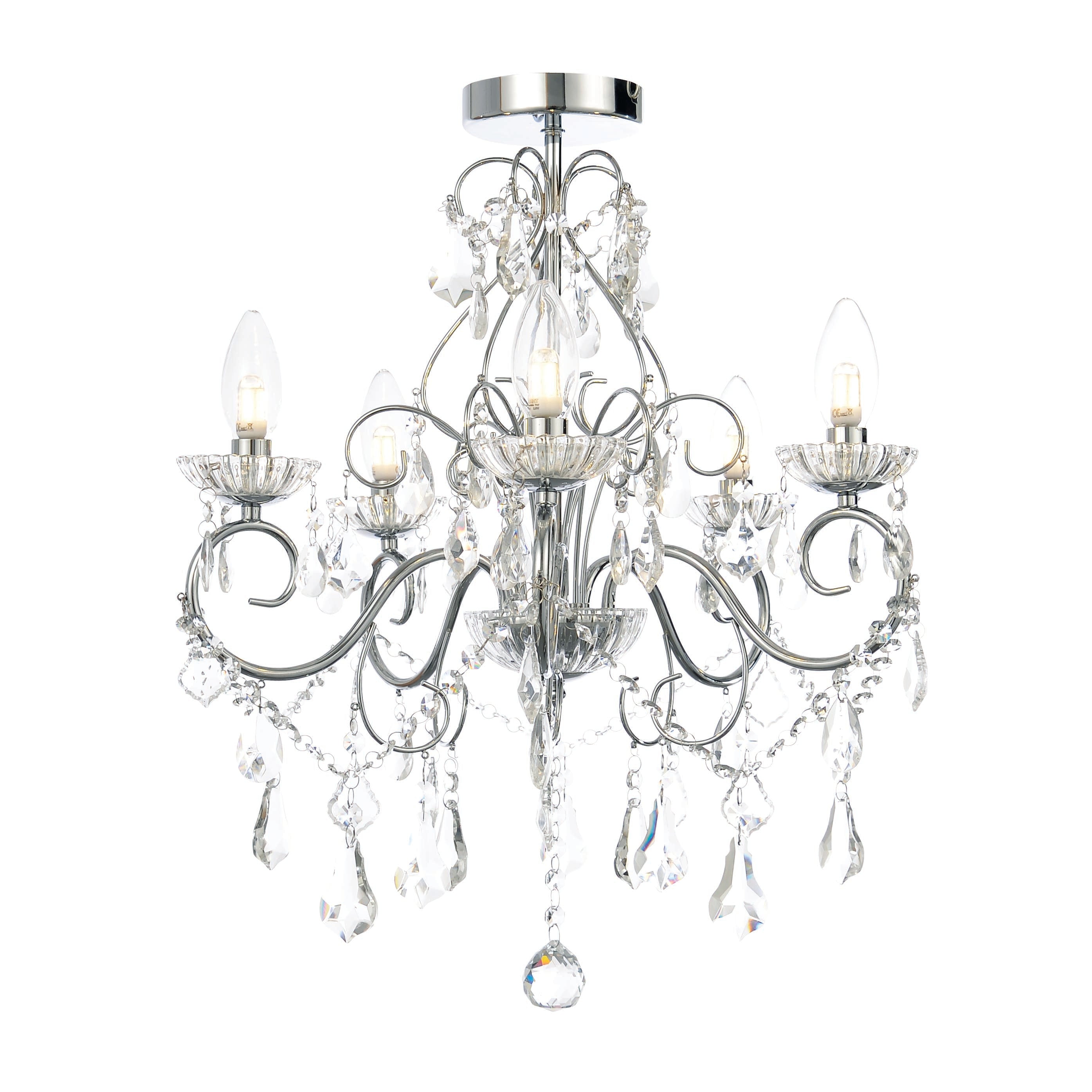 Forum SPA-19713-CHR Vela 5 Light Bathroom Chandelier, Chrome