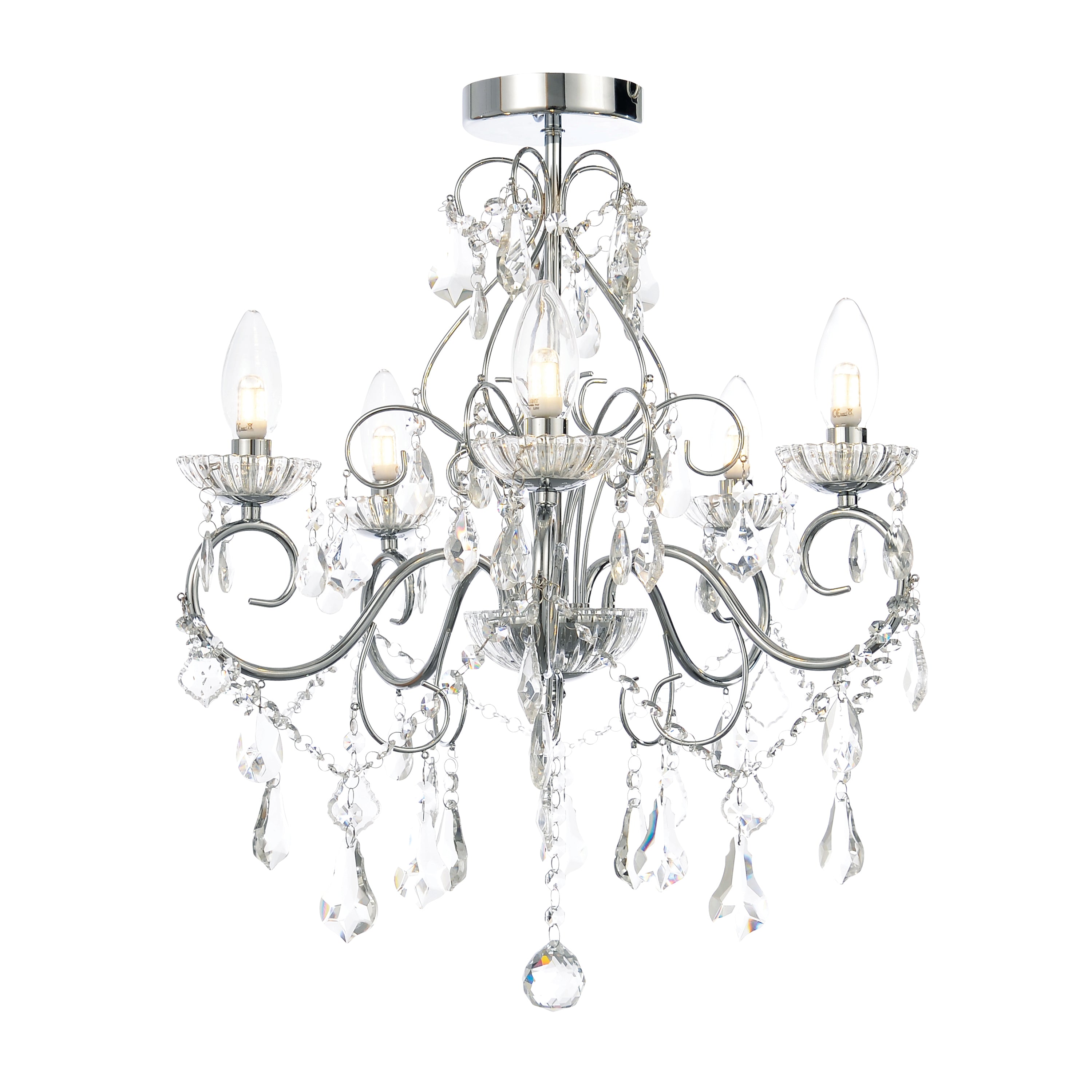Forum SPA-19713-CHR Vela 5 Light Bathroom Chandelier, Chrome