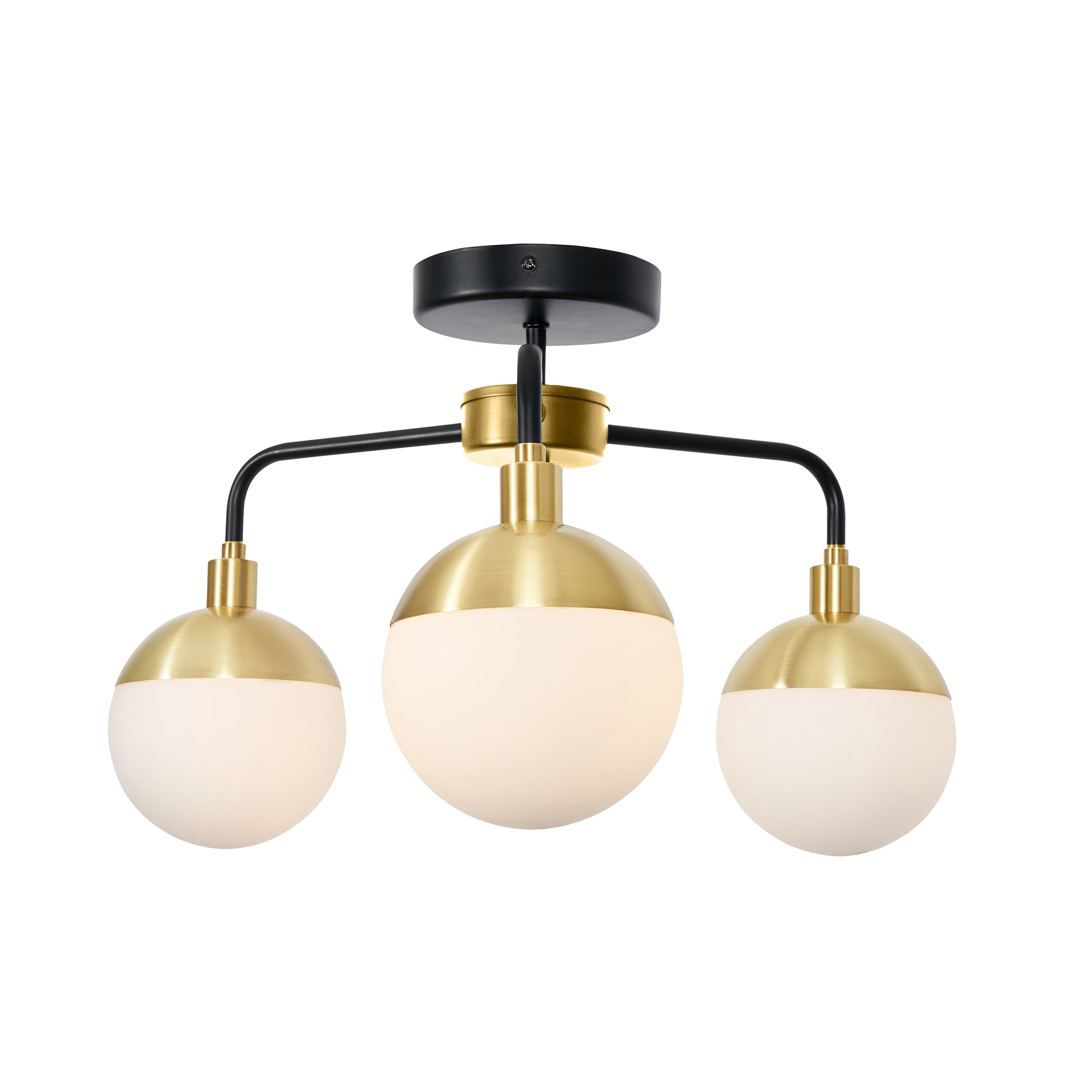 Forum SPA-35814-BLK Lille Bathroom Semi Flush Ceiling Light, Black and Brass