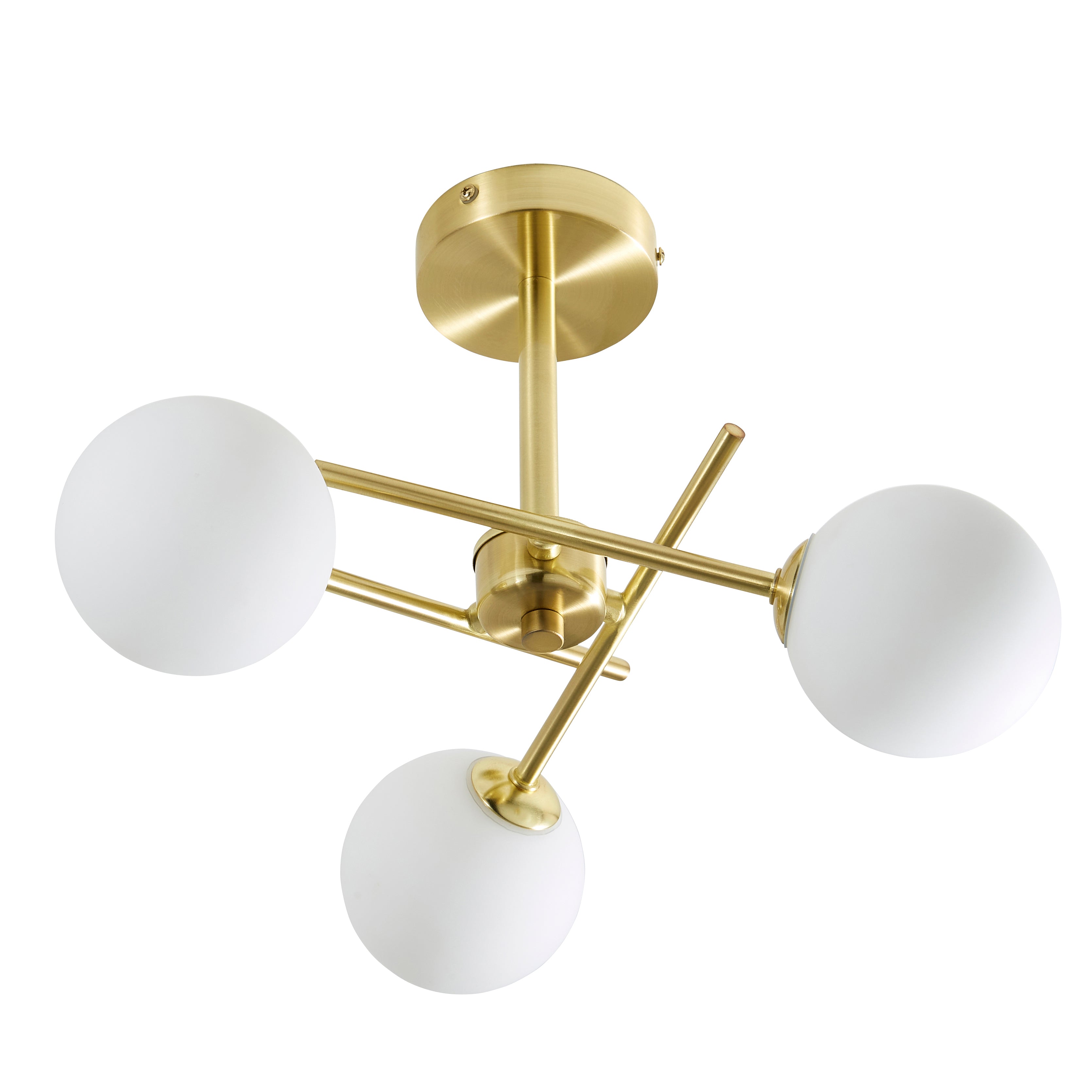 Forum SPA-35836-SBRS Lindos Bathroom Cross Arm Semi Flush Ceiling Light, Satin Brass