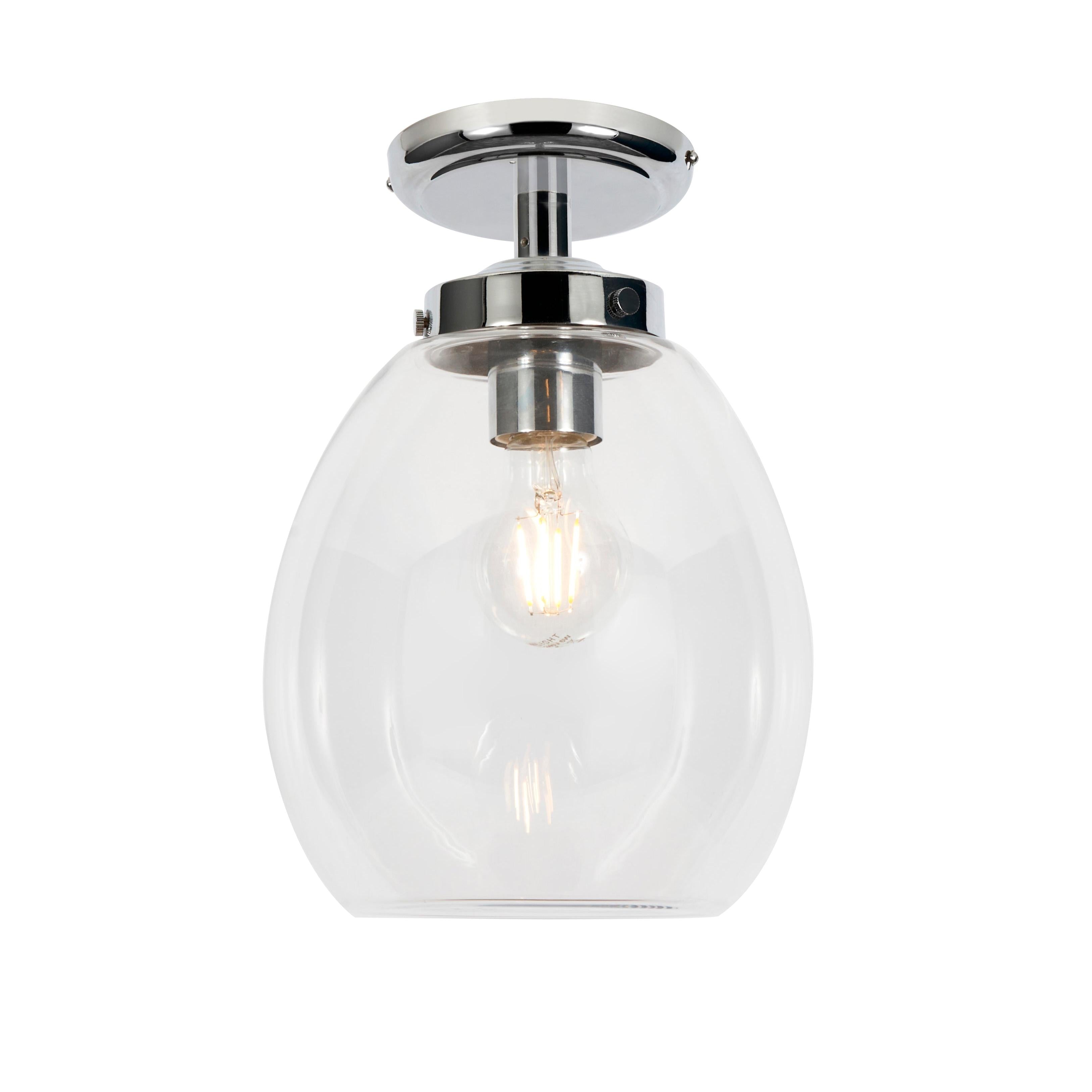 Forum SPA-41223-CHR Bryn Clear Glass Bathroom Ceiling Pendant, Chrome
