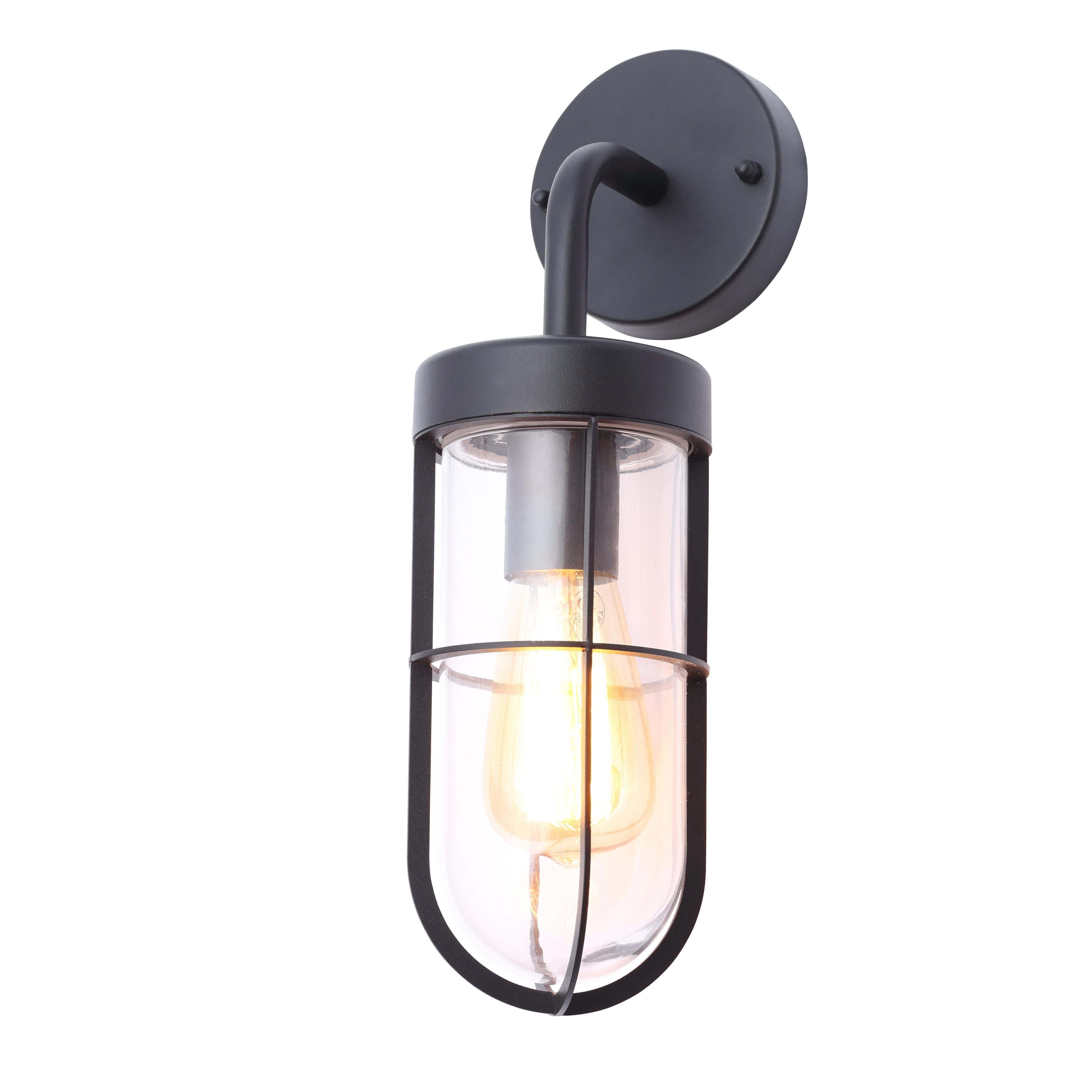 Forum ZN-31807-TBLK Woking Outdoor Industrial Style Caged Wall Light, Black