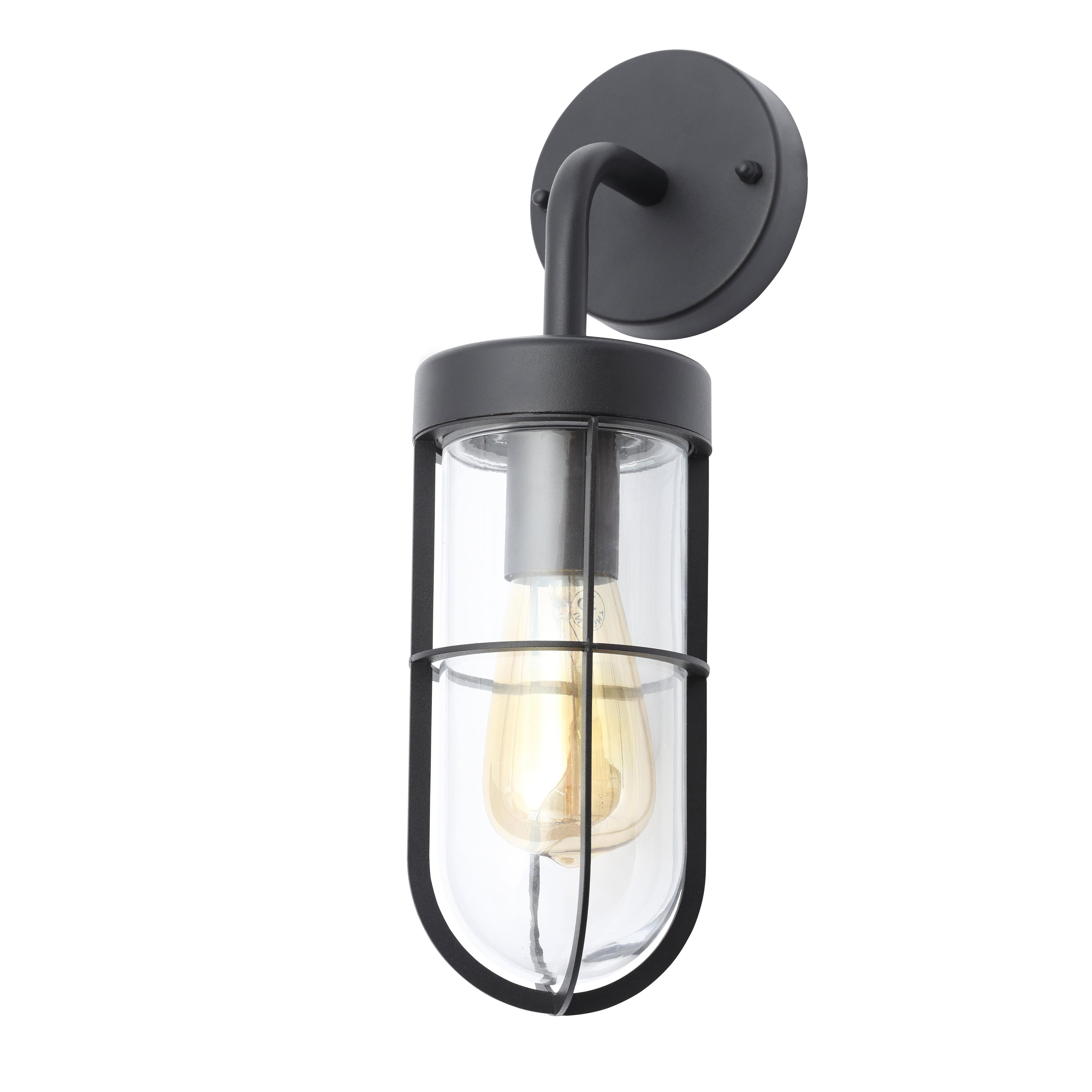 Forum ZN-31807-TBLK Woking Outdoor Industrial Style Caged Wall Light, Black