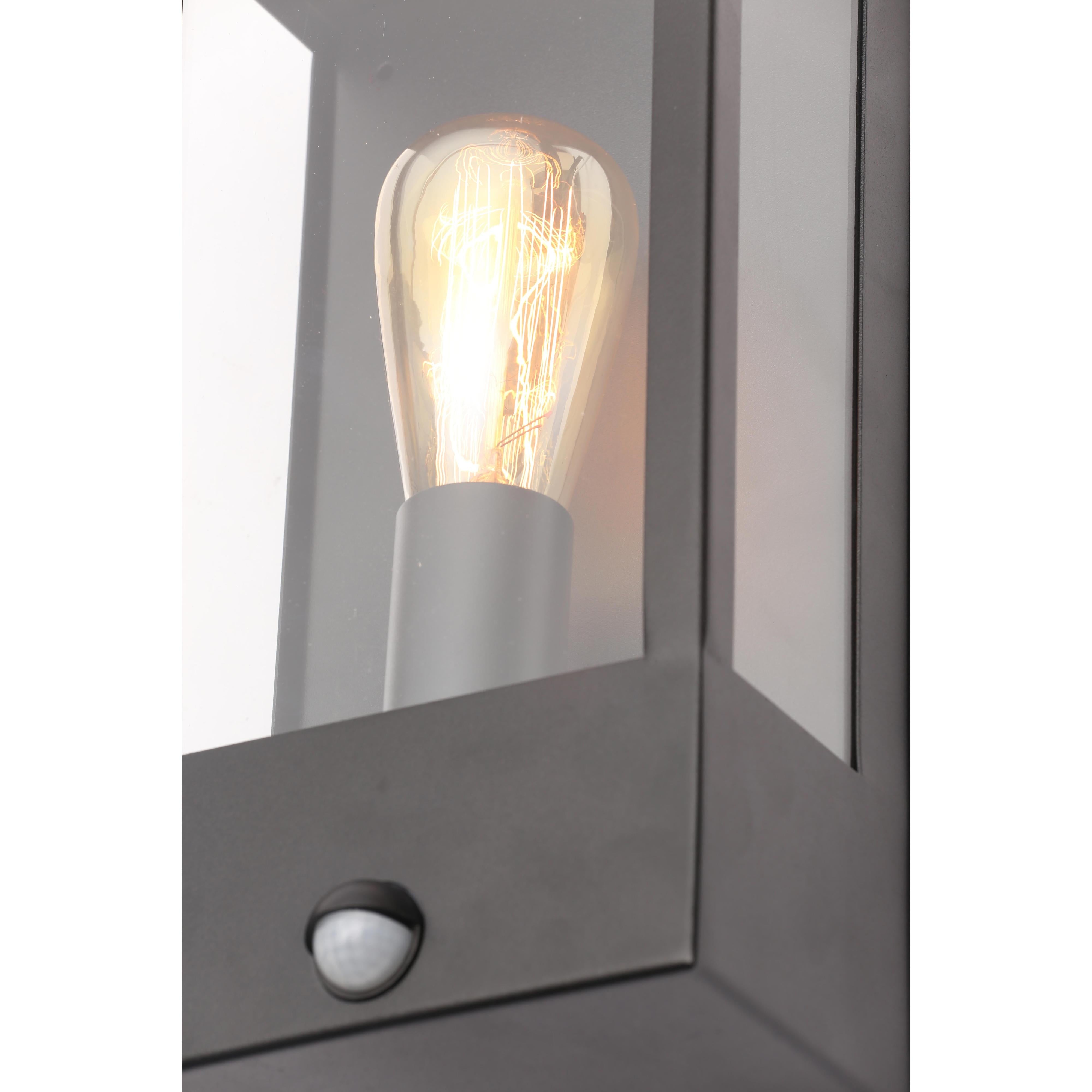 Forum ZN-32070-BLK Minerva Outdoor Wall Light with PIR Sensor, Anthracite