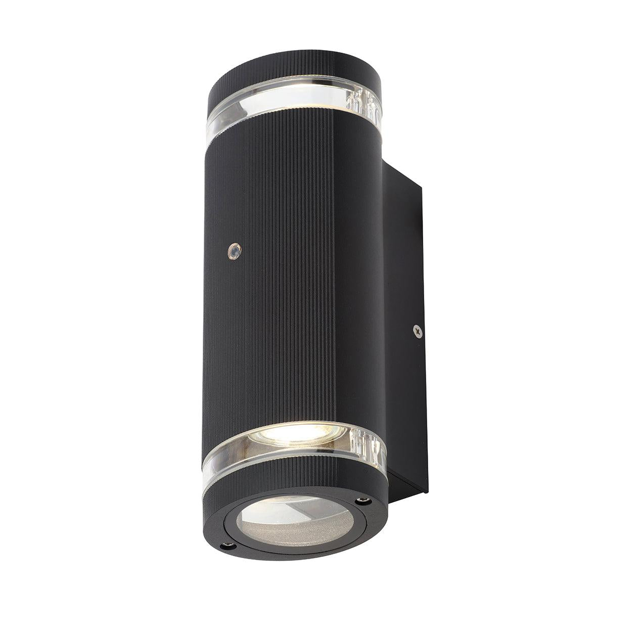 Forum ZN-35685-BLK Helix 2 Light Up and Down Outdoor Cylinder Wall Light with Photocell - Black