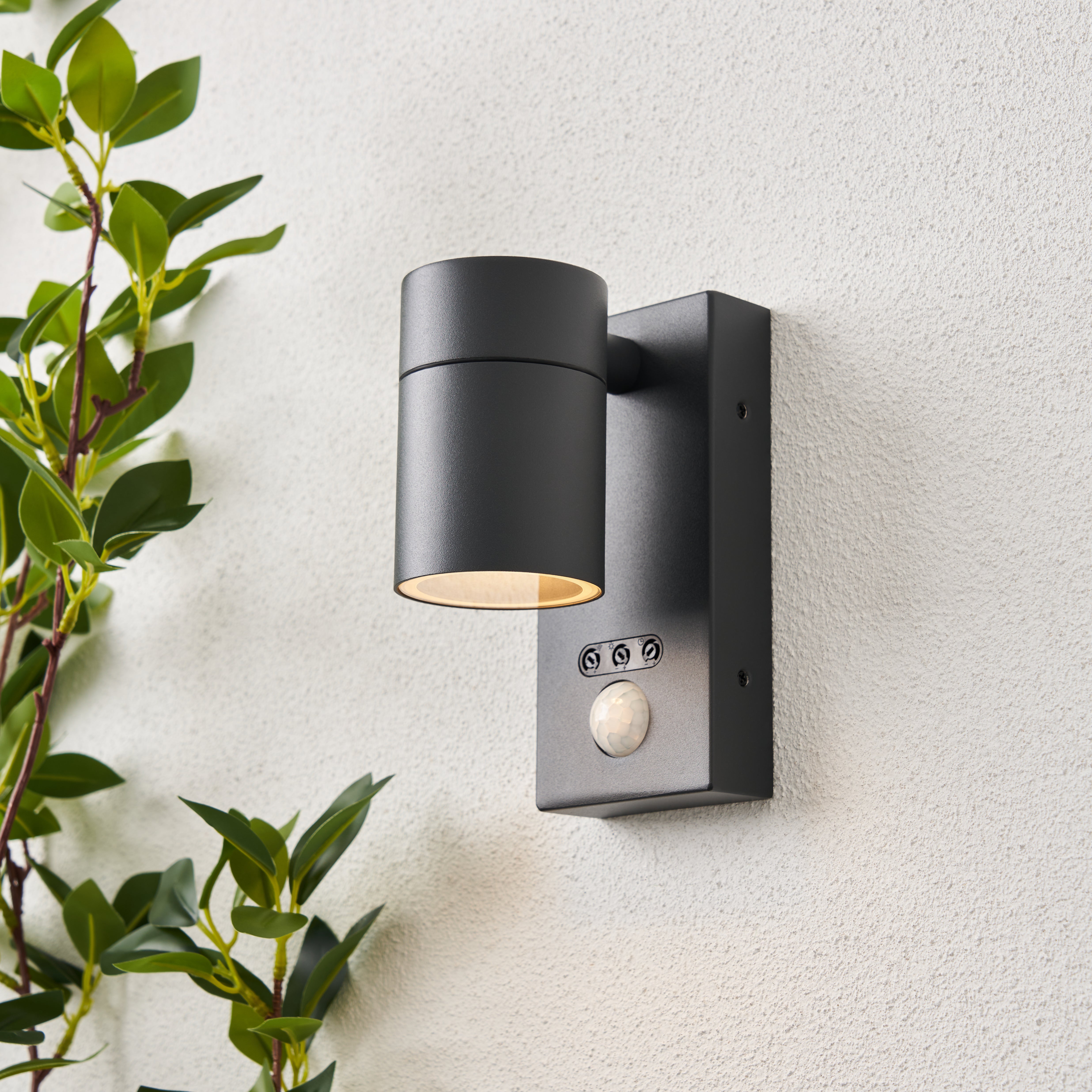 Forum ZN-37938-ANTH-65 Leto Outdoor Up or Down Wall Light with PIR Sensor, Anthracite