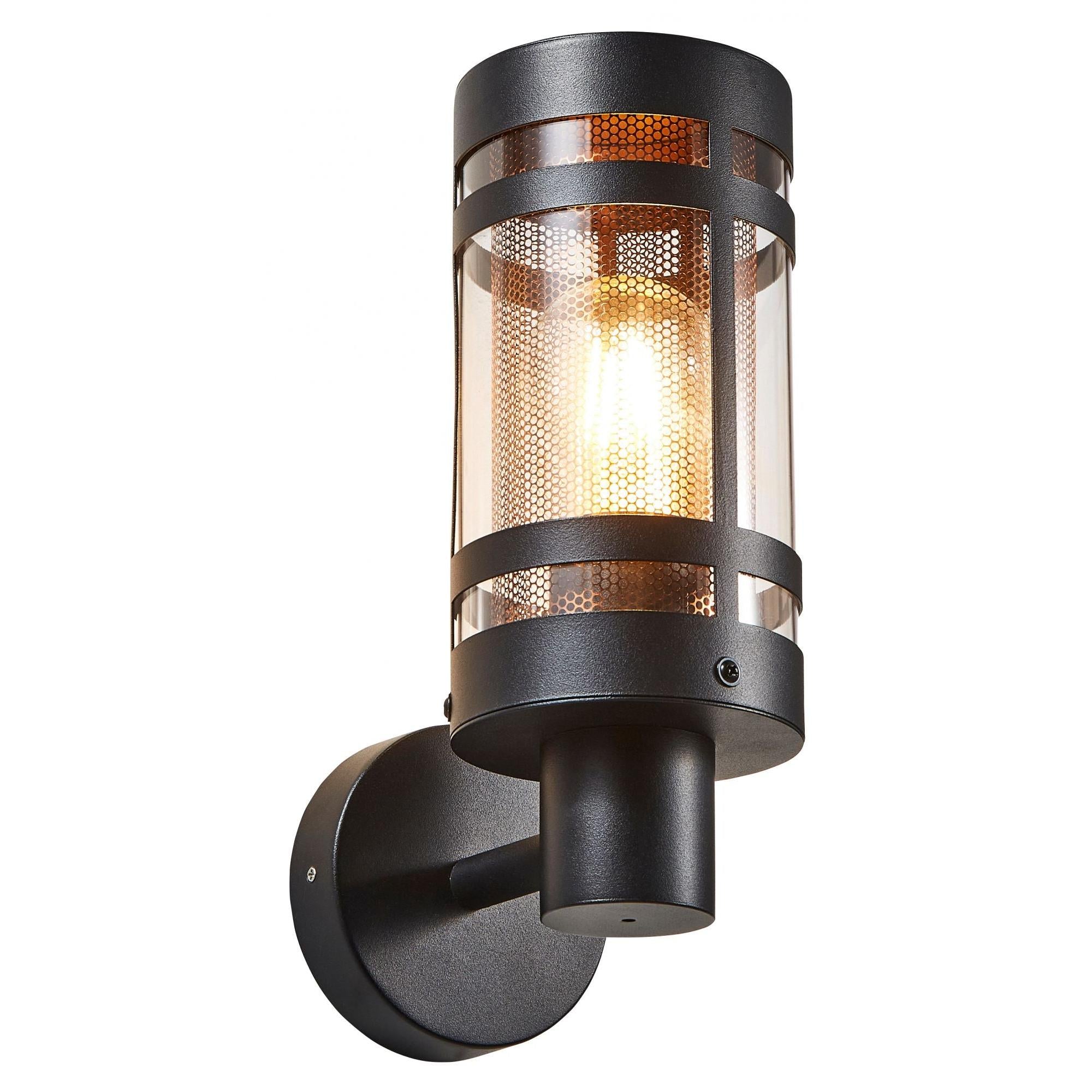 Forum ZN-40004-BLK/BRS Gada 1 Light Outdoor Wall Light with Brass Mesh - Black