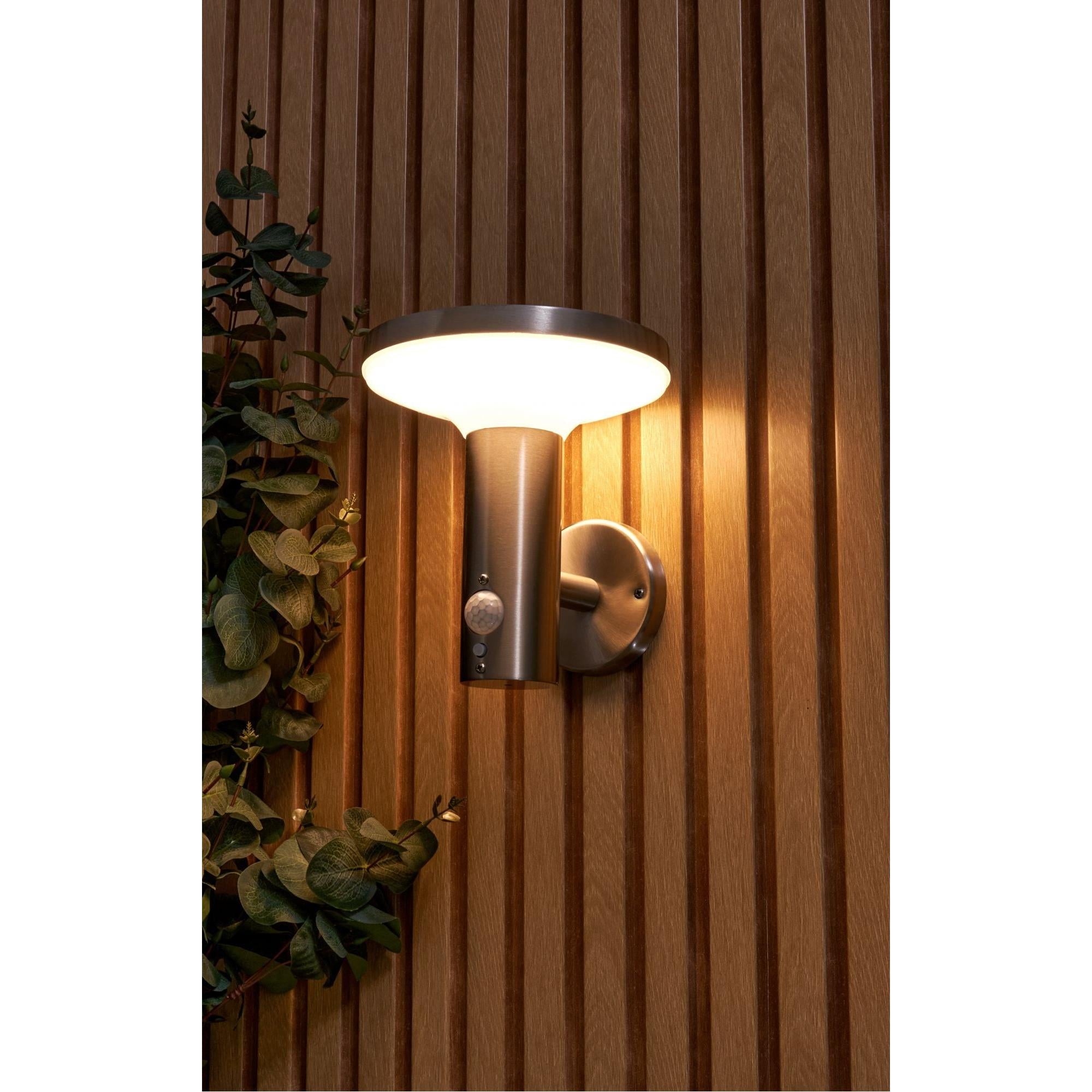 Forum ZN-42048 Clara Outdoor Solar LED Wall Light with PIR Sensor - Stainless Steel